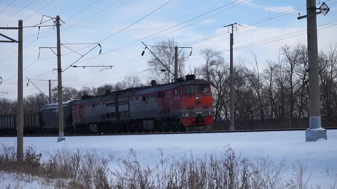 Тепловоз 2ТЭ10М-3087. Свисток+тифон.