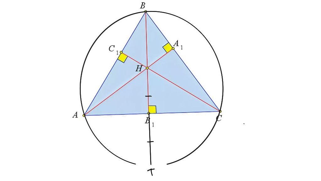 6 ОРТОЦЕНТР -  СИММЕТРИЧЕН ТОЧКЕ НА ОКРУЖНОСТИ ОТНОСИТЕЛЬНО СТОРОНЫ