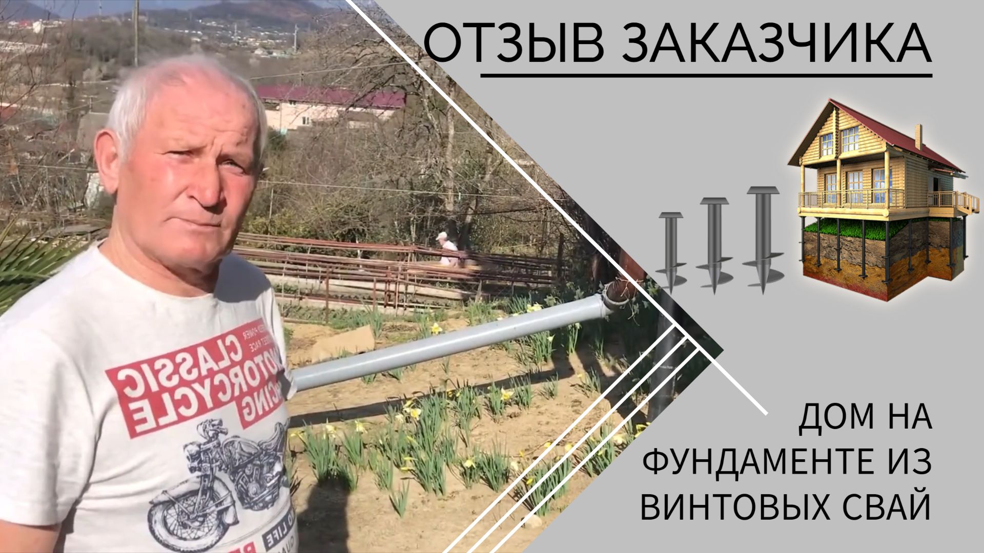 Отзыв заказчика. Каркасный дом на фундаменте из винтовых свай.