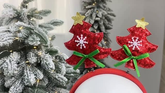 Новогодний карнавальный ободок ВЕСЁЛЫЕ ЁЛОЧКИ с пайетками, 23 см, AAF510920-1 AAF510920-2