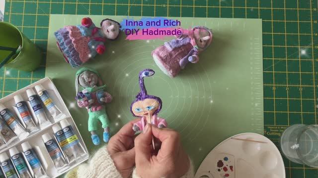 Роспись ватной авторской елочной игрушки