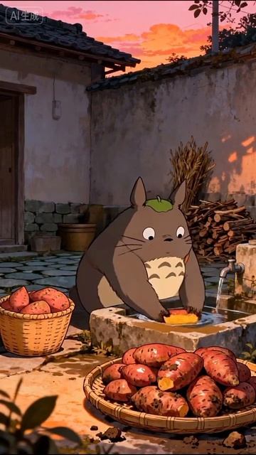 Тоторо собирает урожай.