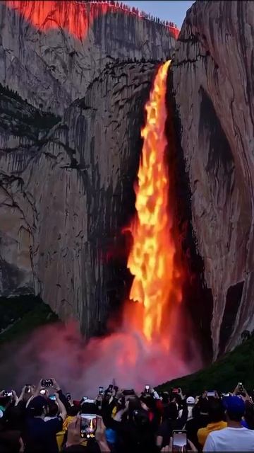 Горящий водопад. Водопад Horsetail Fall («Лошадиный хвост»), в Йосемитском нац. парке в Калифорнии