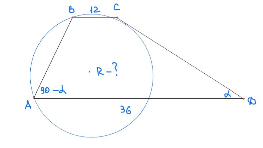 ОГЭ МАТЕМАТИКА 25 ОКРУЖНОСТЬ ПРОХОДИТ ЧЕРЕЗ ВЕРШИНЫ ТРАПЕЦИИ И КАСАЕТСЯ БОКОВОЙ СТОРОНЫ - НАЙТИ R