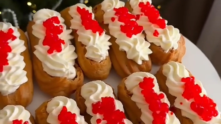 Сладкие ЭКЛЕРЫ с икрой...🥐🍒☕😋 Рецепт ⤵️