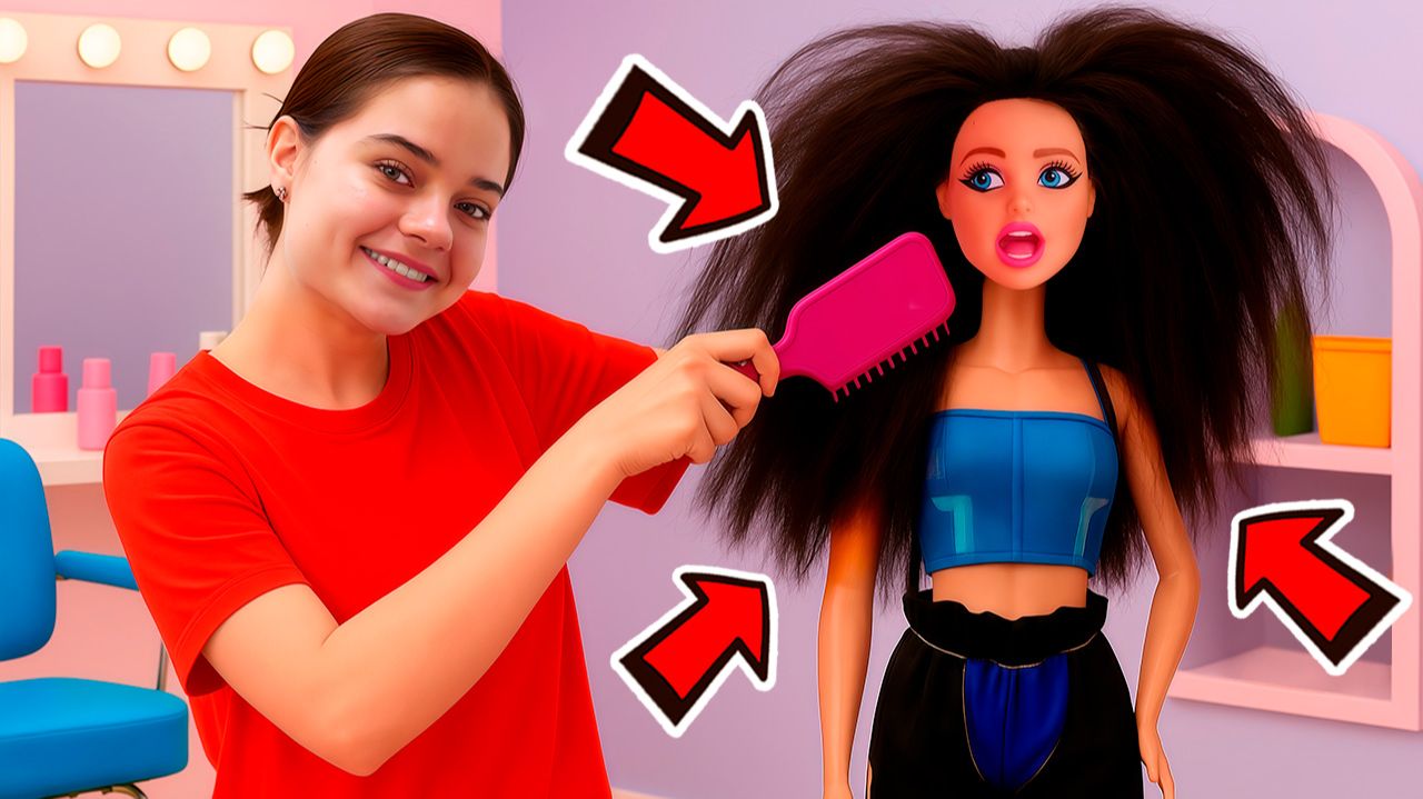 🎬 Барби снимается в КЛИПЕ! Экстренный макияж и прическа в салоне красоты! 💄✨
