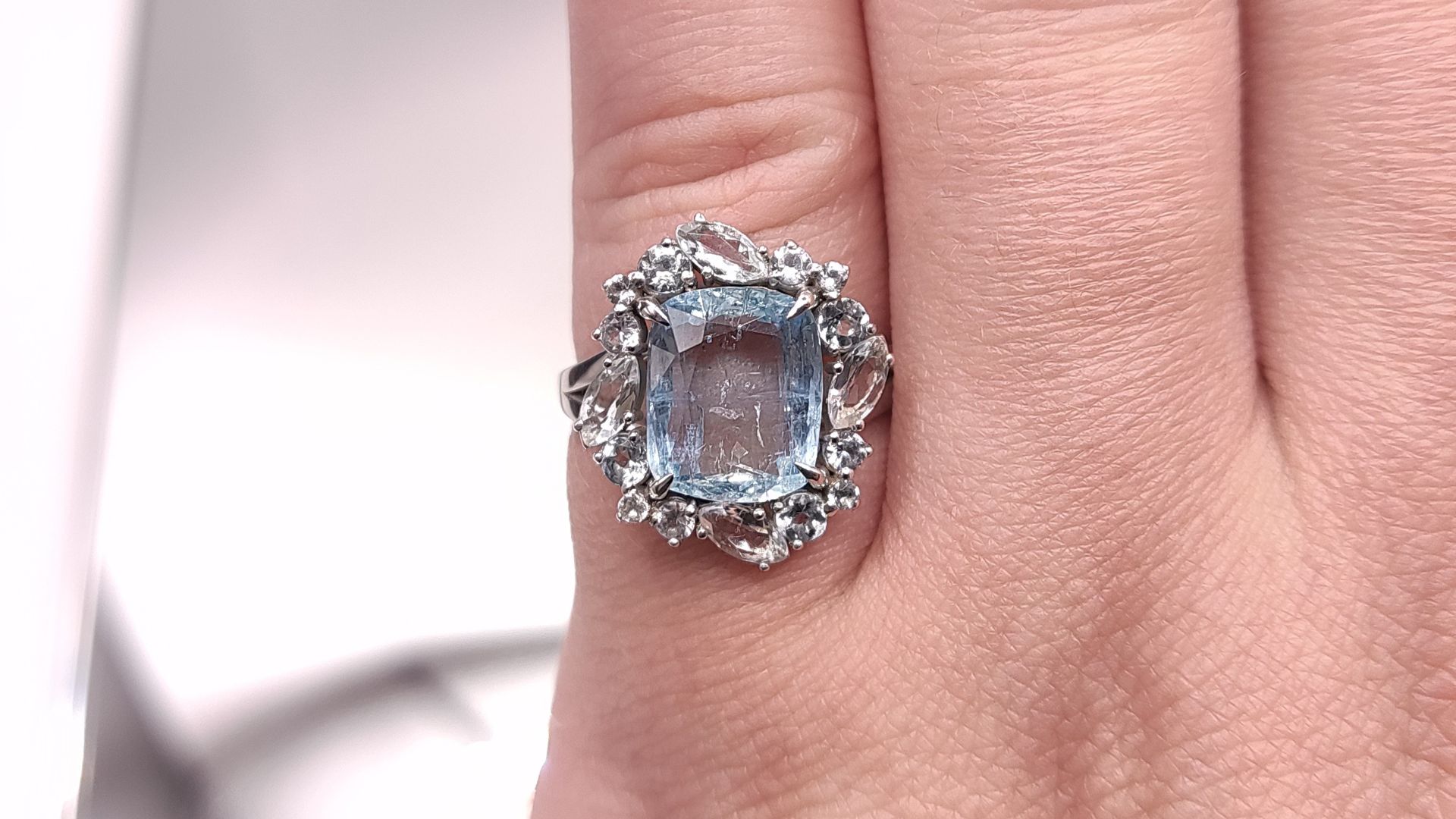 Кольцо с камнем Аквамарин 3.27 ct. Бразилия
