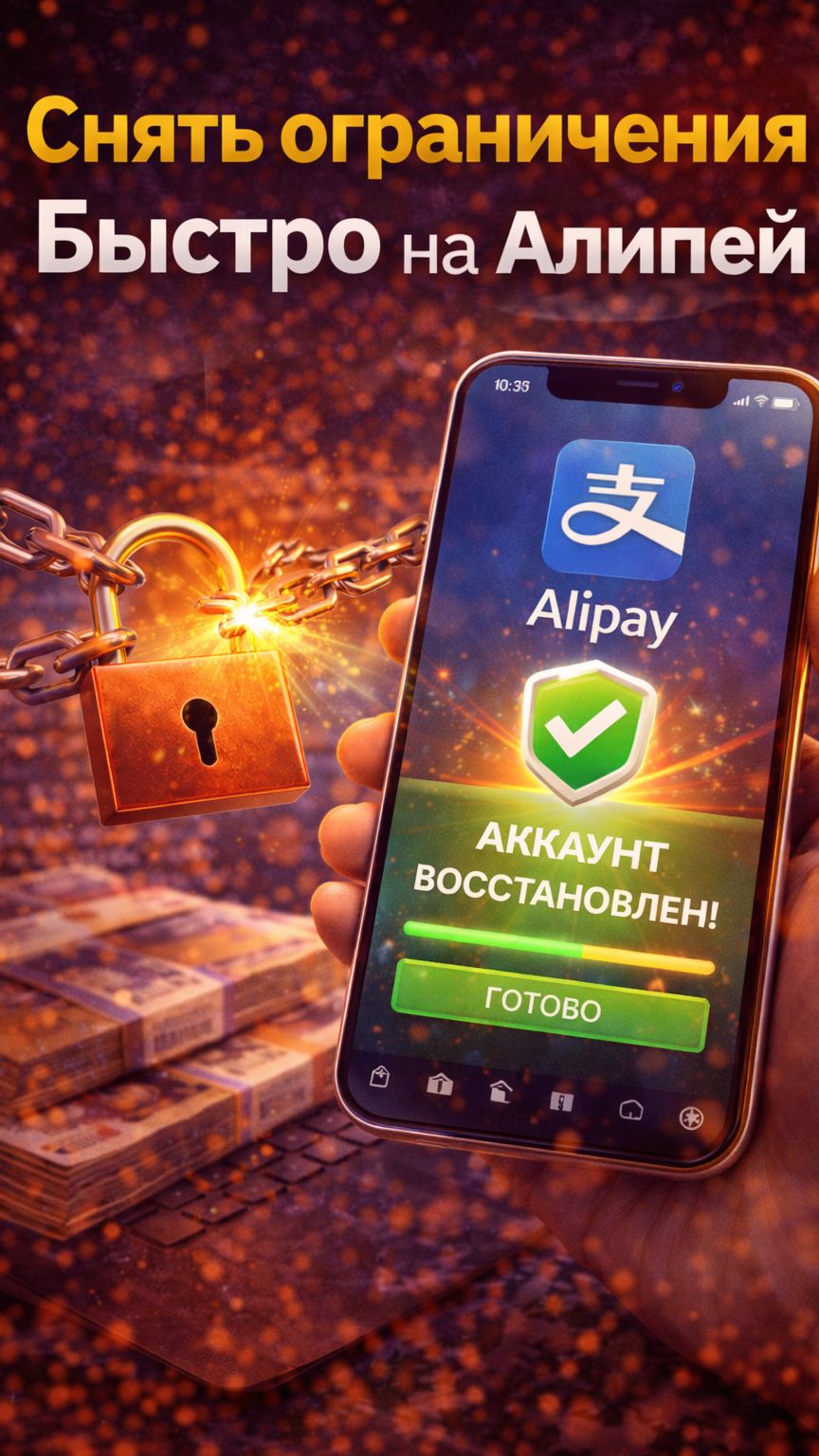Снять ограничения быстро на Алипей