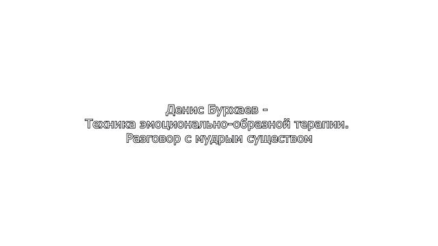 Денис Бурхаев - Техника эмоционально-образной терапии. Разговор с мудрым существ