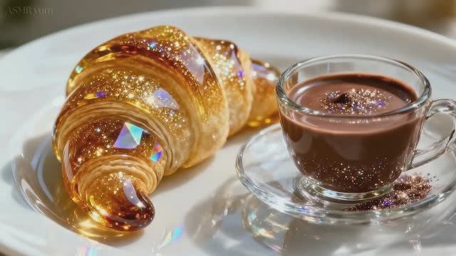 Стеклянные круассаны АСМР [AI ASMR] 🍰 Сладкое чудо и магия вкуса: пальчики оближешь! АСМР [AI ASMR]
