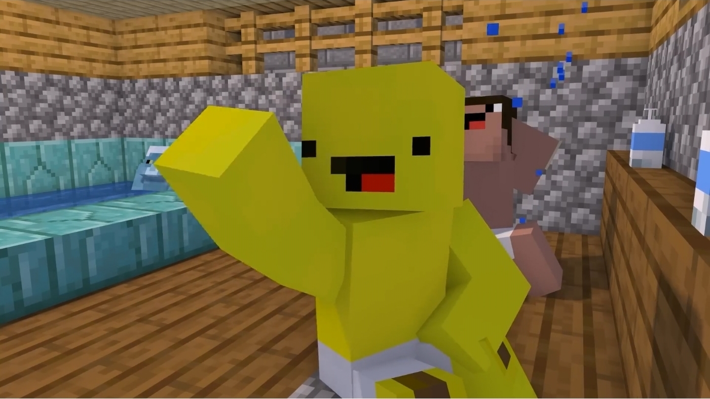 Minecraft Джей-Джей и Майки в качестве полицейских в деревне.