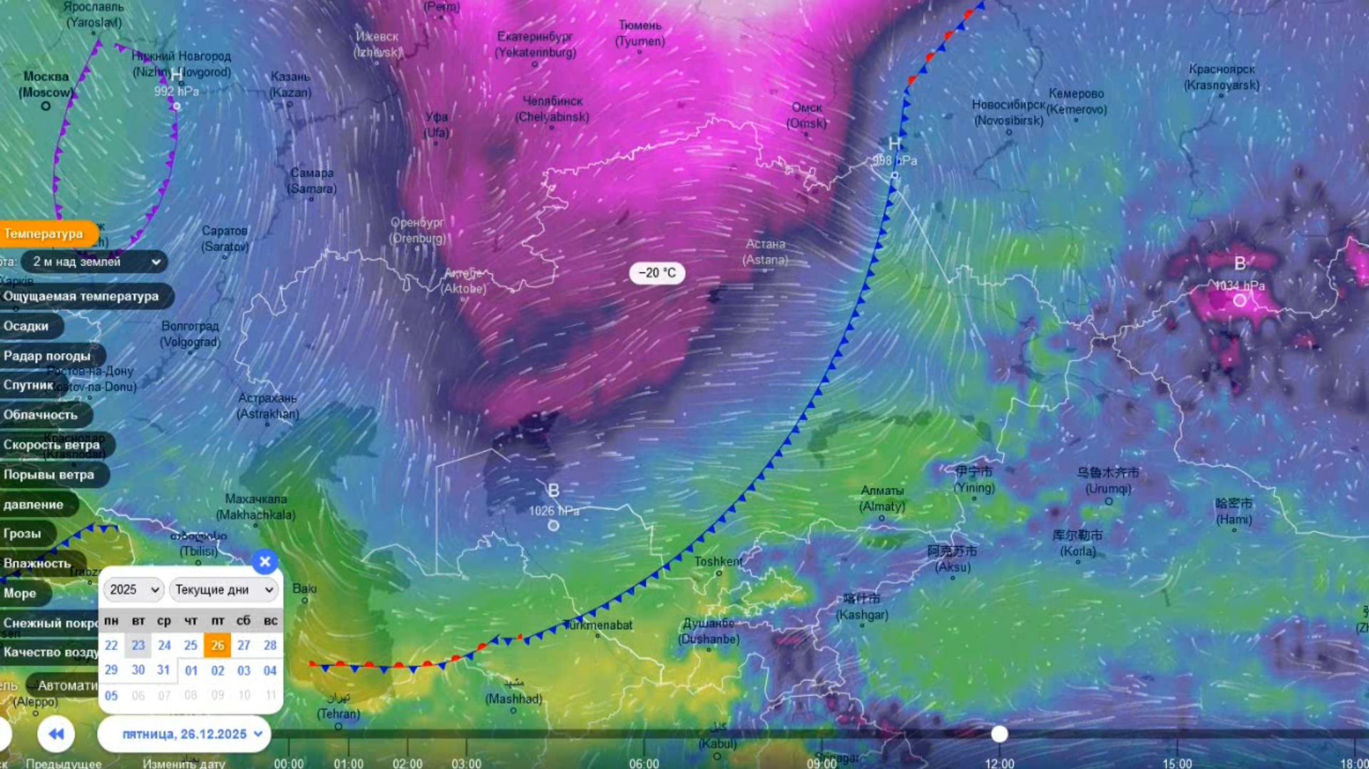 С 25-26 декабря на Казахстан обрушатся 20-градусные морозы. Прогноз погоды