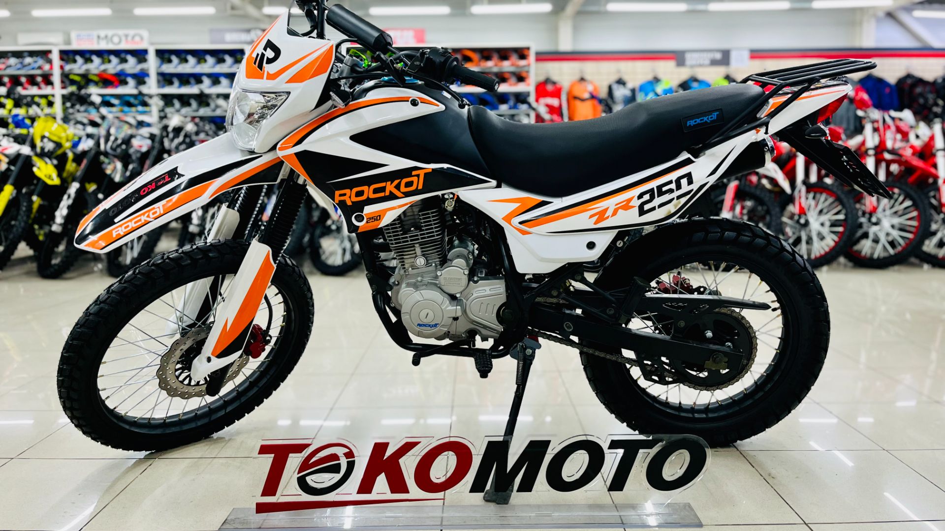 Мотоцикл эндуро ROCKOT ZR250 (белый оранжевый, 21 18, ЭПТС)