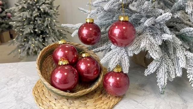 Набор ёлочных ПЭТ шаров УЮТ РОЖДЕСТВА, пластик, фиолетовый, 8 см, упаковка 6 шт., 1000836