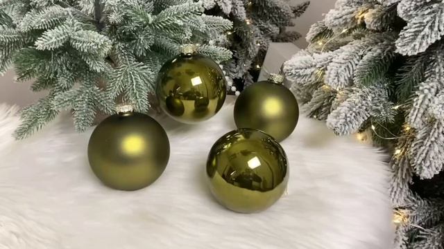 Набор стеклянных шаров матовых и эмалевых, цвет: горчичный, 100 мм, 4 шт., 1001454