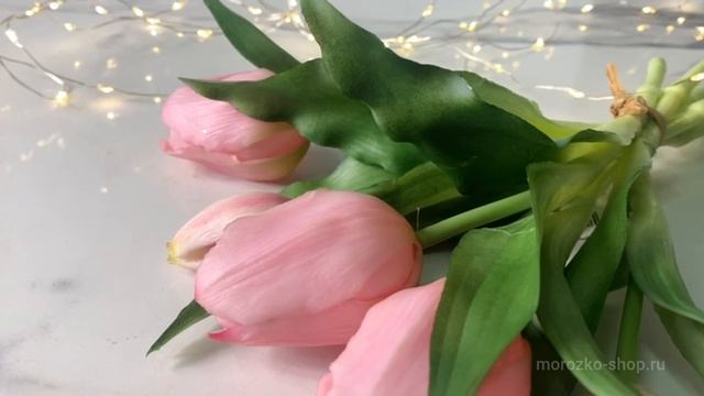 Искусственный букет ТЮЛЬПАНЫ "НЕЖНОСТЬ ВЕСНЫ", силикон, светло-розовый, 216003-53-1