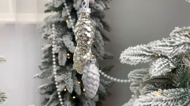 Ёлочное украшение-гроздь ШИШЕЧКИ НА ЛЕНТОЧКАХ золотые, стекло, 11 см, 1001442