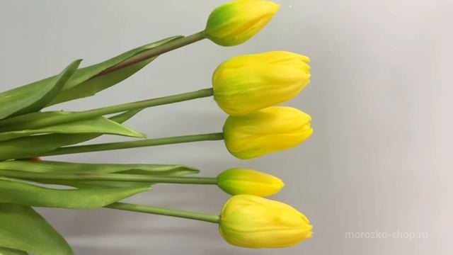 Искусственный букет ТЮЛЬПАНЫ "ВЕСНЕ ДОРОГУ!", силикон, жёлто-зелёный, 216002-20-2