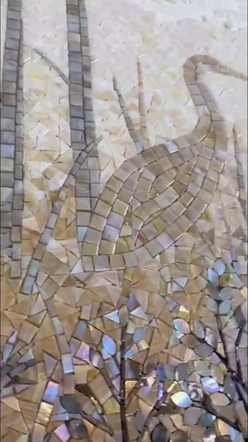 Панно из мозаики для ванной комнаты "Туманный лес".