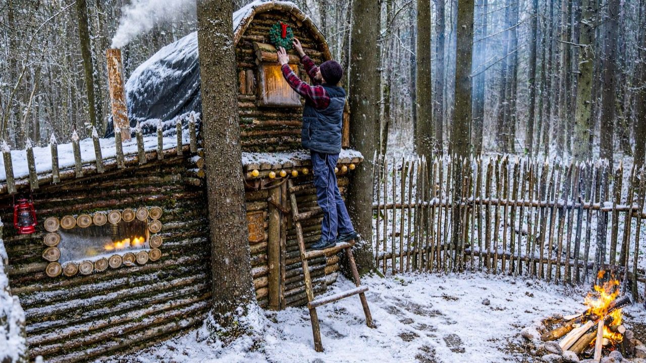 Зимнее обновление домика. Уютная спальная зона, Рождество в лесу.