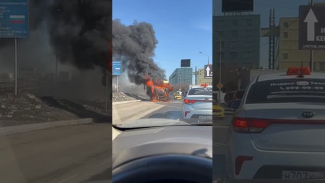 Когда перегрелся на солнце. В Балашихе загорелся тягач.