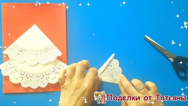 Объемная новогодняя открытка с елкой из салфеток