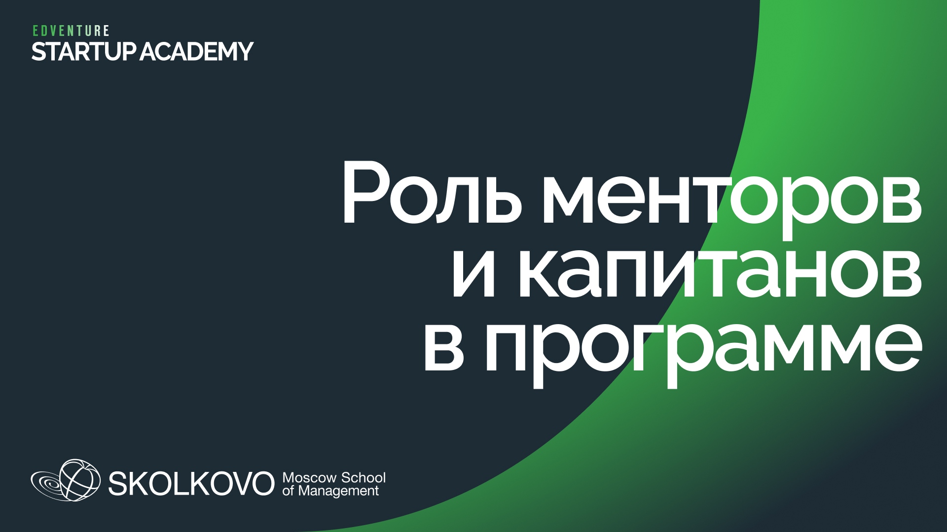 Роль менторов и капитанов в программе Стартап Академия СКОЛКОВО