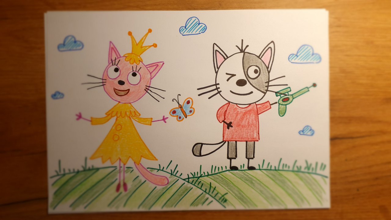 Простые рисунки! Мультик Три кота! Лапочка и Гоня!