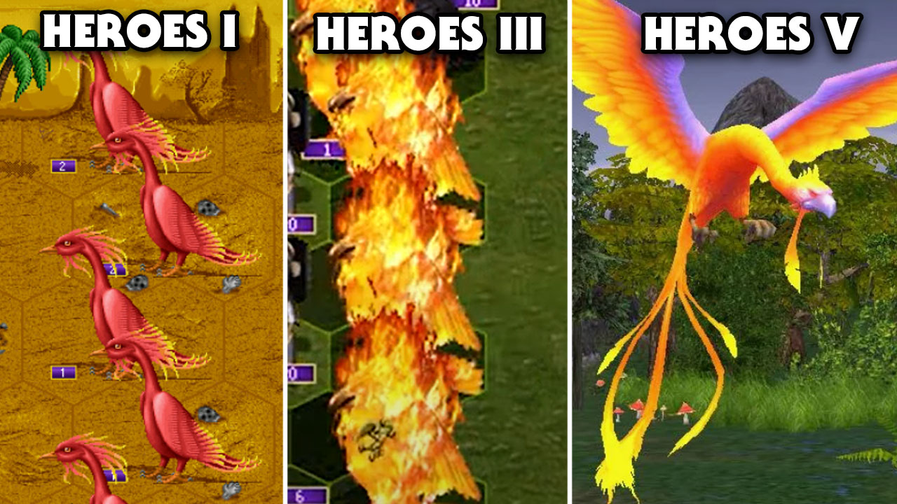 Как менялись Фениксы в серии игр "Герои меча и магии" на протяжении всех частей / Эволюция фениксов