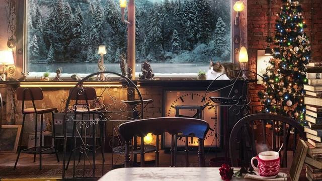 Винтажное КАФЕ / СНЕГ за окном / Новогоднее НАСТРОЕНИЕ / ПРАЗДНИЧНАЯ музыка / Снежная ВЬЮГА...