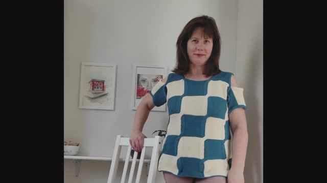 Мастер-класс Женская футболка в стиле пэчворк Летняя блуза спицами. Футболка в морском стиле 1 часть