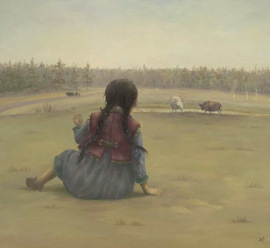 "Большой мир маленьких людей." Художник Жамсо Раднаев (Zhamso Radnaev)