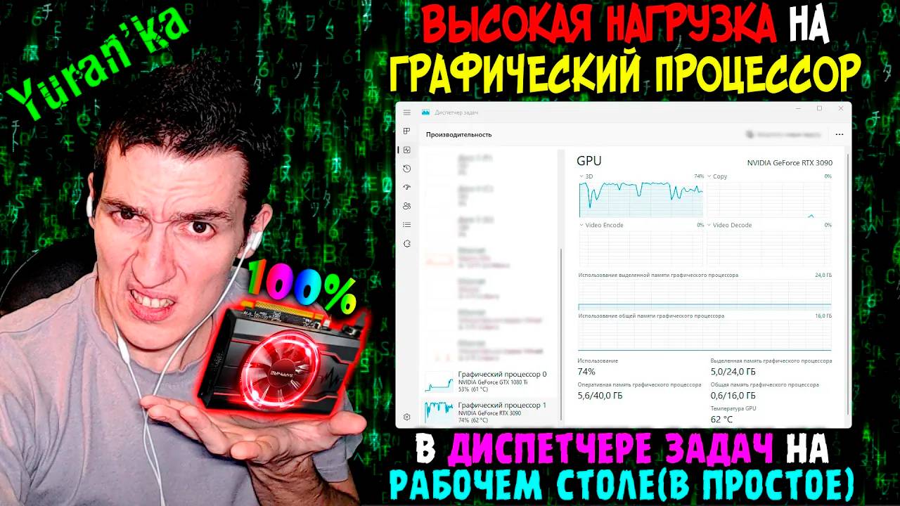 ВЫСОКАЯ НАГРУЗКА на ГРАФИЧЕСКИЙ ПРОЦЕССОР в ДИСПЕТЧЕРЕ ЗАДАЧ на РАБОЧЕМ СТОЛЕ(В ПРОСТОЕ)