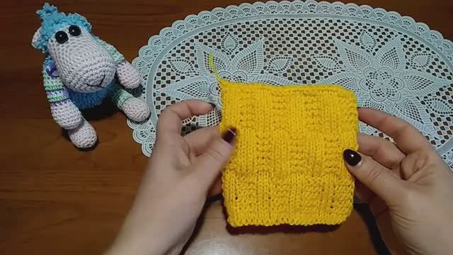 Легкий геометрический узор для начинающих. Узор из лицевых и изнаночных петель для шарфа, кардигана