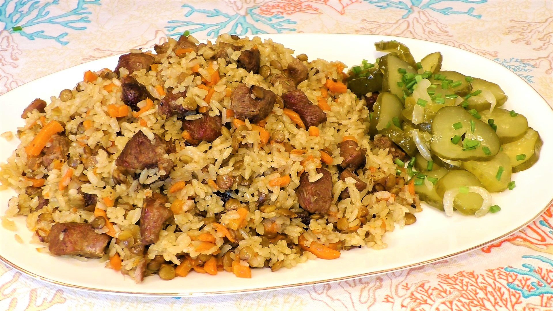 Мой ПЛОВ всегда получается рассыпчатым и очень вкусным! Плов с мясом и чечевицей.