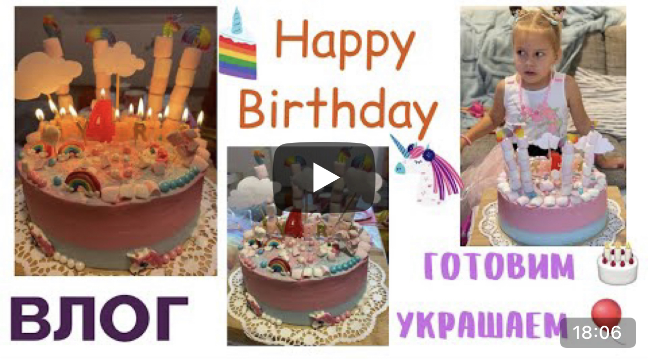 ВЛОГ: День Рождения Евы, готовлю праздничный и простой торт, детская вечеринка в стиле "Единорог"