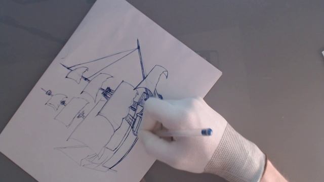 Скетч шариковой ручкой - Парусный Корабль