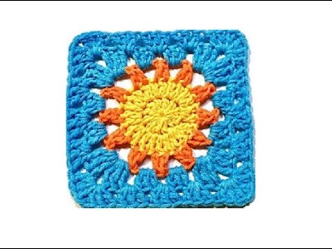 Вязание крючком - Мотив крючком "Солнце" для пледа - Просто и красиво