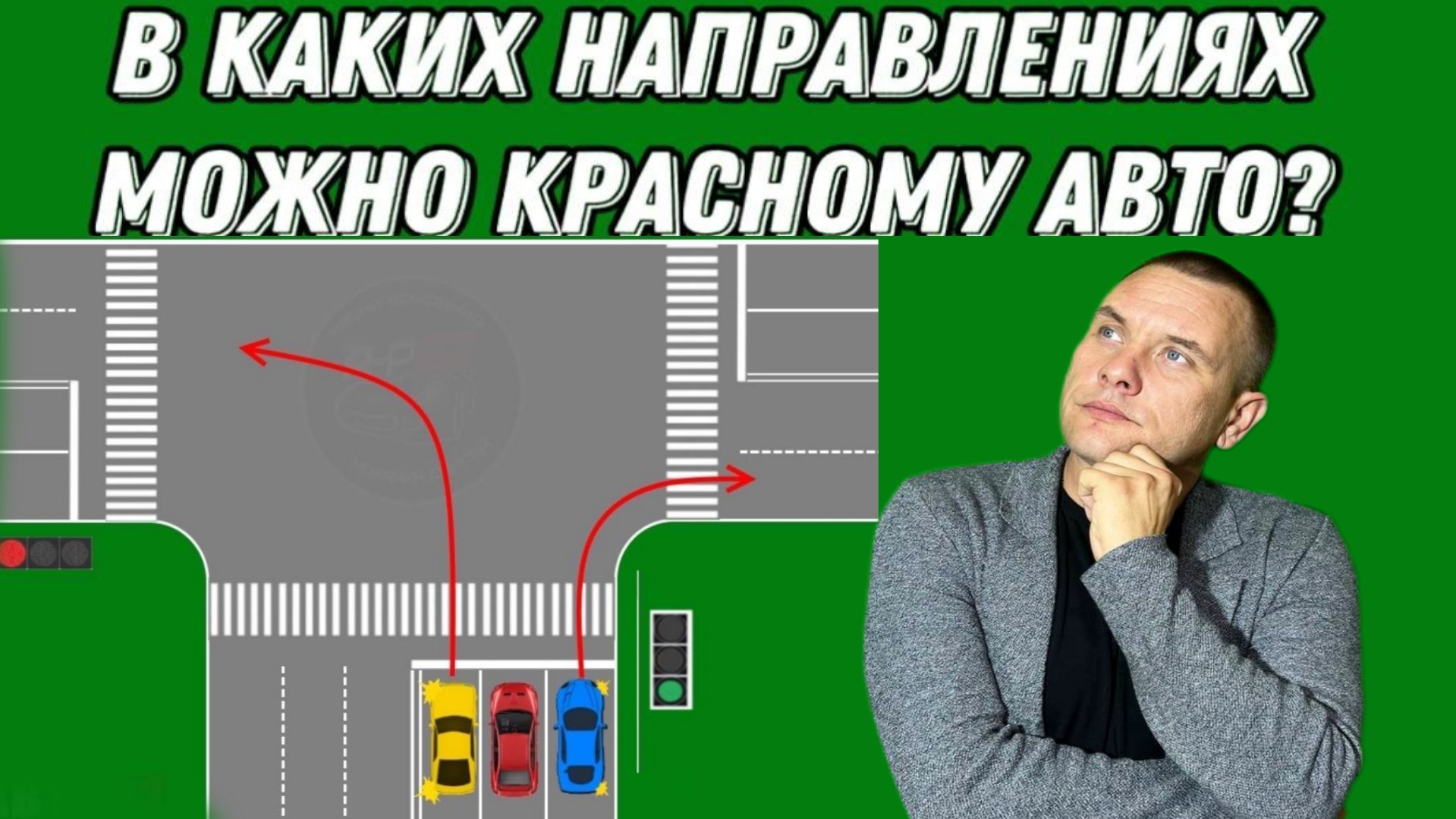 В каких направлениях можно красному автомобилю?