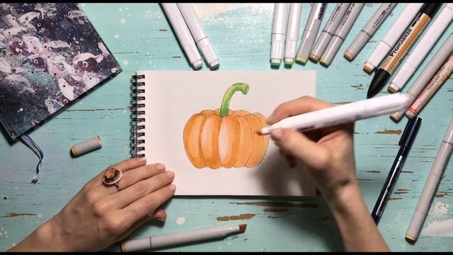 как нарисовать ТЫКВУ маркерами / уроки рисования / рисуем овощи
