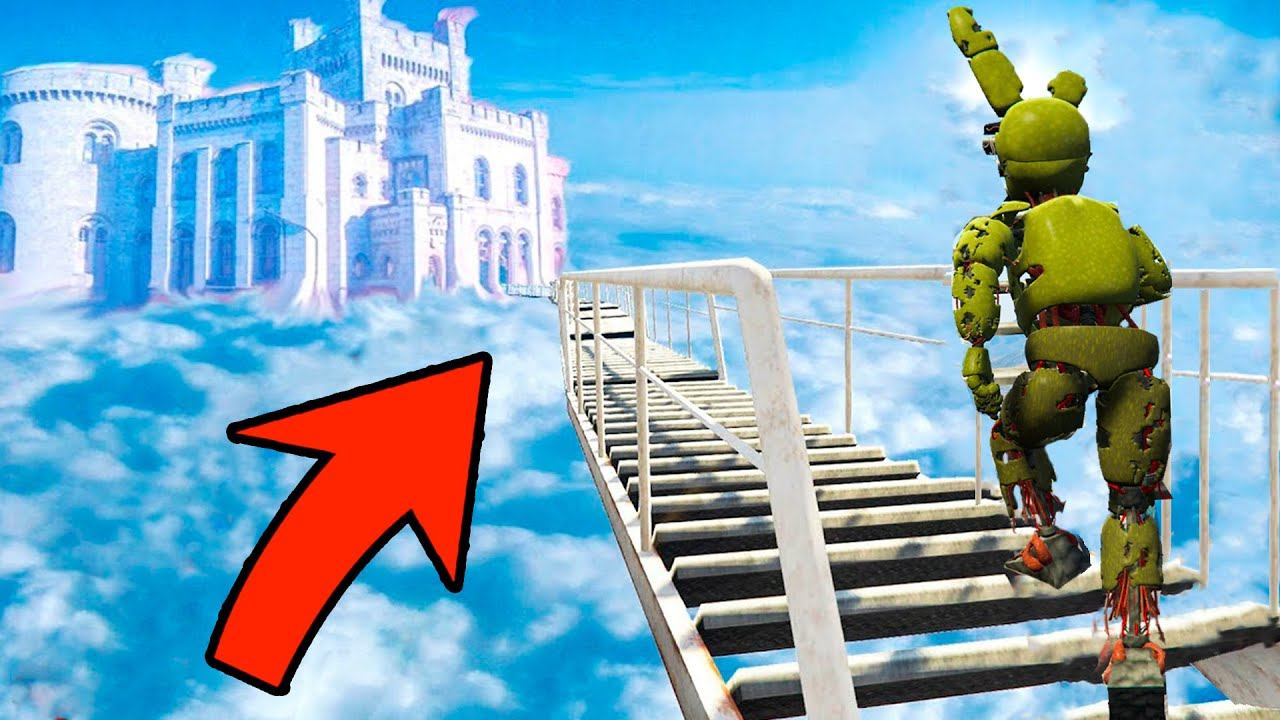 ЧТО БУДЕТ ЕСЛ СПРИНГТРАП ПОДНИМЕТСЯ ПО ЛЕСТНИЦЕ В РАЙ в ГТА 5 МОДЫ! FNAF ОБЗОР МОДА в GTA 5 ВИДЕО