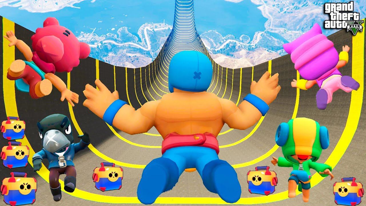 СПУСК БЕЗ ТОРМОЗОВ ЗА БРАВЛЕРОВ ИЗ БРАВЛ СТАРС в ГТА 5 МОДЫ! BRAWL STARS ОБЗОР МОДА в GTA 5 ВИДЕО