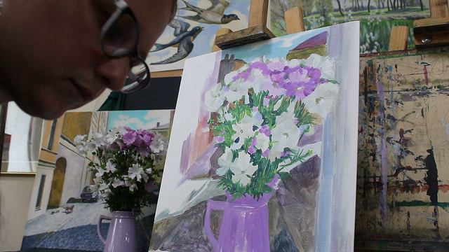 VLOG и ХУДОЖКА: ЦВЕТЫ НА ОКНЕ | ЭТЮД №4 | За полтора дня | АКРИЛ на холсте и красивый КУВШИН | 2024