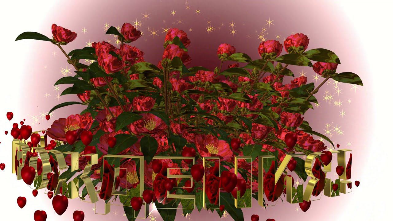 Шикарное поздравление С ДНЁМ РОЖДЕНИЯ!  3D Красные розы