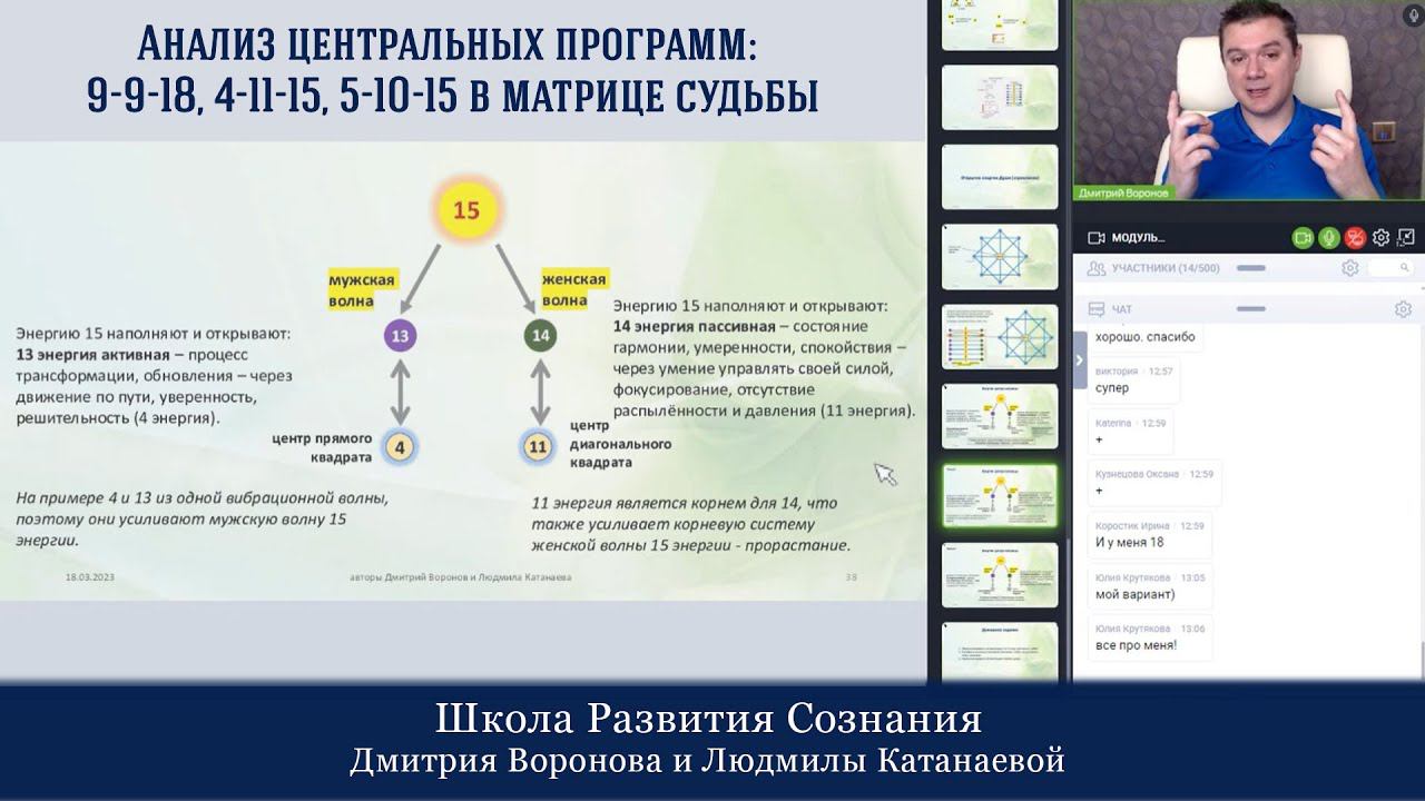 Анализ центральных программ: 9-9-18, 4-11-15, 5-10-15 в матрице судьбы