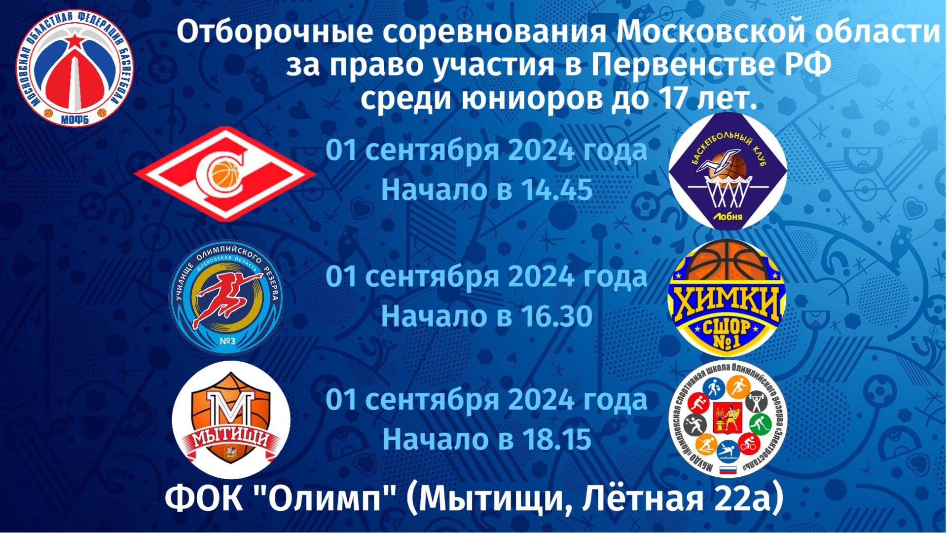Отборочные соревнования Московской области за право участия в Первенстве РФ среди юношей 2009 г.р.
