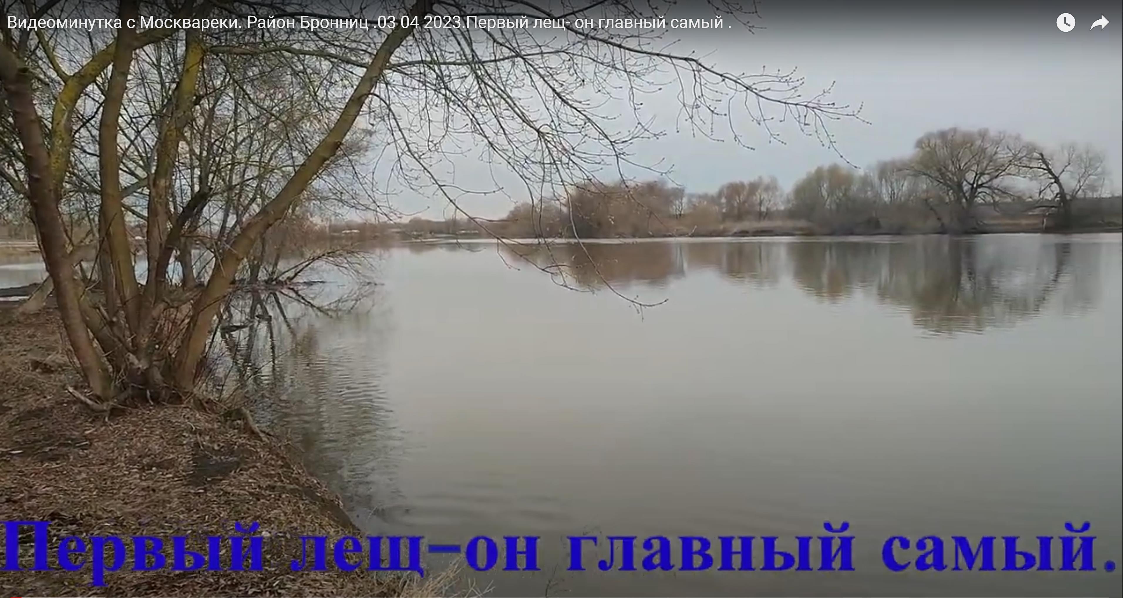 Видеоминутка с Москвареки. Район Бронниц. 03 04 2023. Первый лещ-он главный самый.