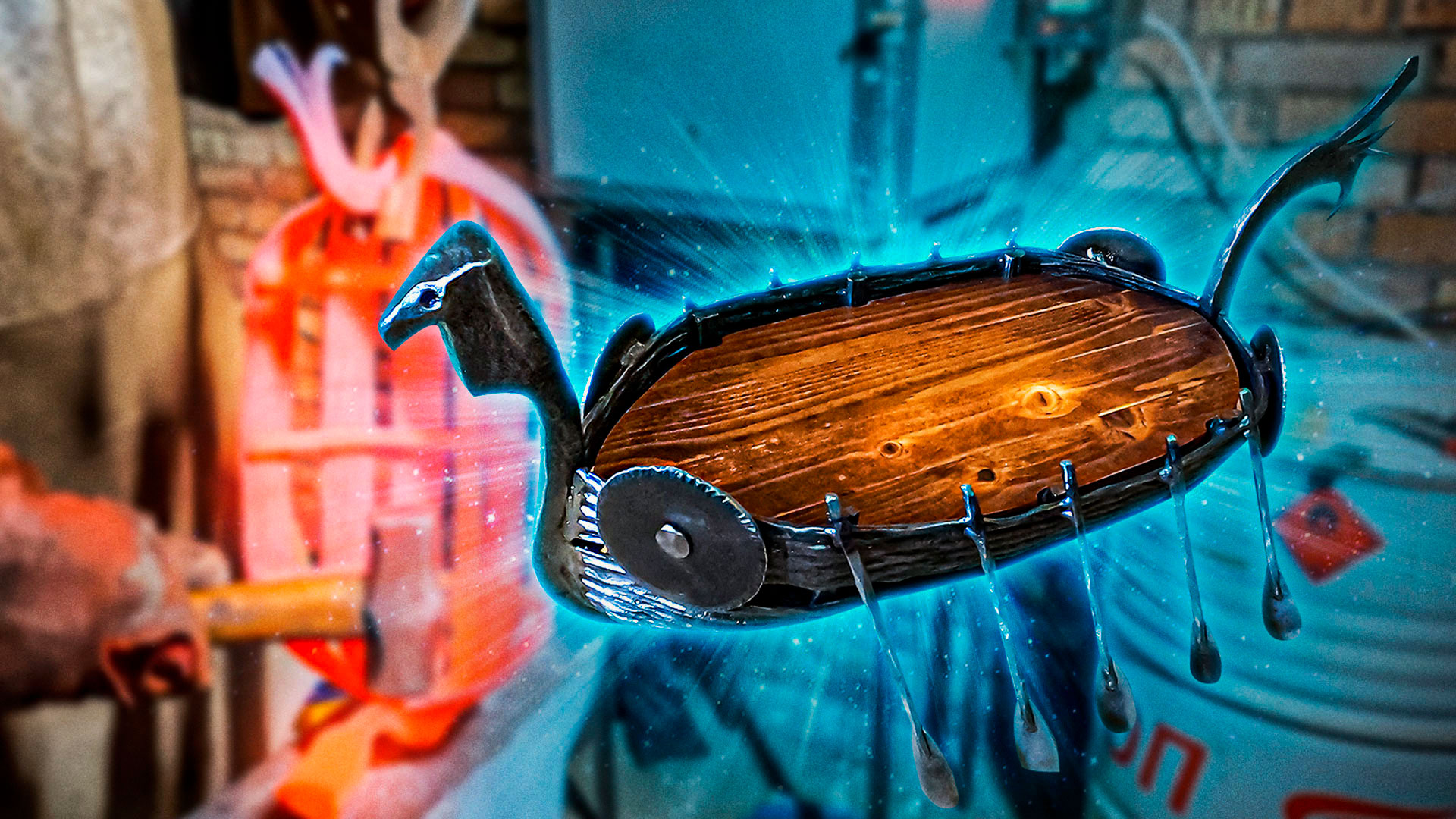 Рюмочная ладья | Подставка для рюмок на застолье | Дом Кузнеца