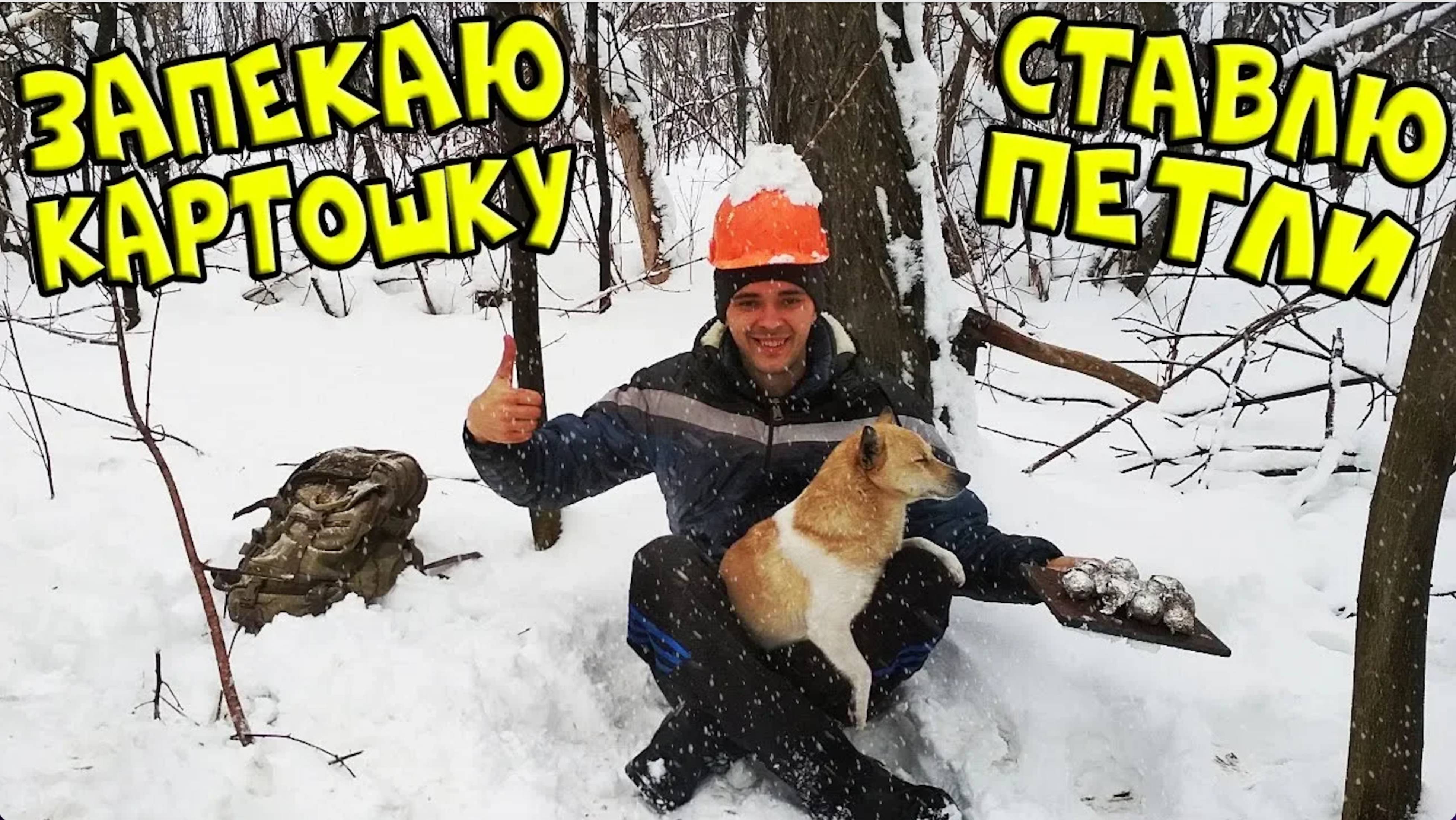 Прогулка с Тобиком. 2019. Запеченная картошка. Ставлю ловушки на фазана. Волкмикс.