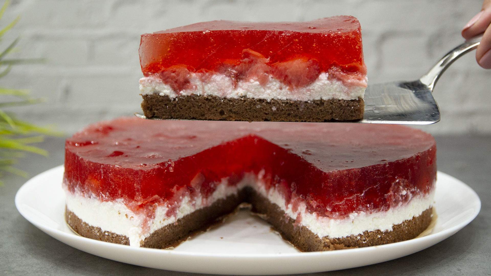 Творожный Торт с Клубничным Желе ? Нежный, простой и лёгкий | Cherry Cake Recipe